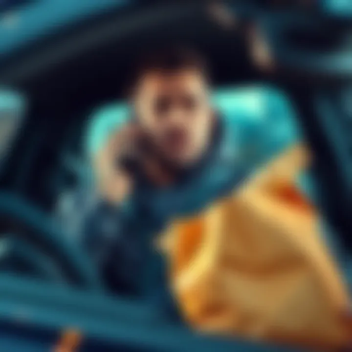 A DoorDash driver talking on the phone with a worried expression while holding a delivery bag