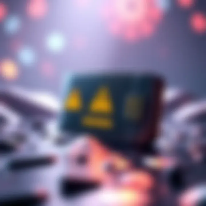 A graphic showing a virtual wallet with a warning sign and empty balance, symbolizing a drained cryptocurrency wallet.