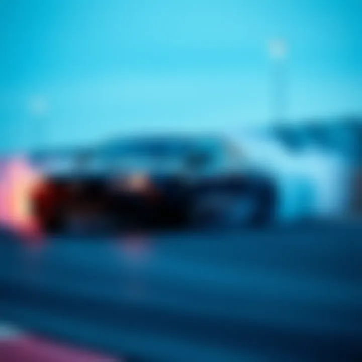 A skilled driver performing drift footwork in a high-performance car on a racetrack, showcasing precise control and speed.