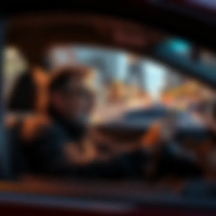 A seasoned driver sits in their car in Chicago, discussing acceptance rates and earnings in gig driving with a thoughtful expression.