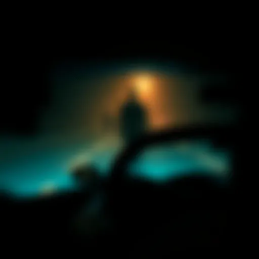 A driver in a car looking out at shadowy figures along a dimly lit road at night