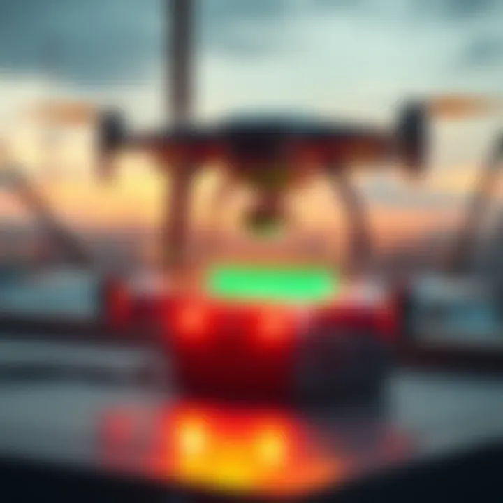 A drone recharging its battery at a station using SEALCOIN and Hedera technology, illustrating autonomous transaction flow in the machine economy.