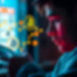 A person looking at a smartphone displaying Bitcoin symbols and tips for earning cryptocurrency