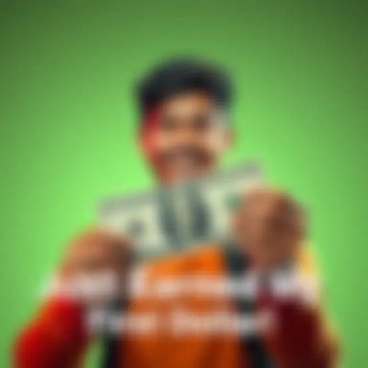 A person holding a dollar bill with a big smile, celebrating a personal achievement, representing financial growth and future opportunities.