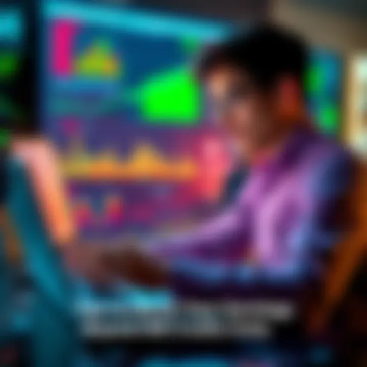 A person analyzing financial charts and graphs on a laptop, looking motivated to increase daily earnings