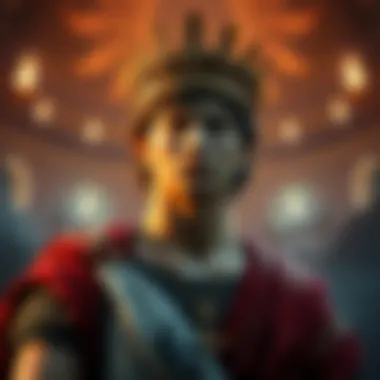 A depiction of Elagabalus in Roman attire, surrounded by symbols of the sun-god Elagabal, showcasing his unconventional reign and lavish lifestyle.
