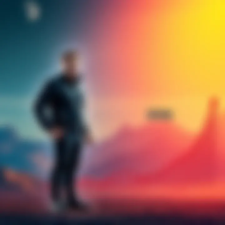 Elon Musk stands next to a large graph displaying his increasing net worth in 2026