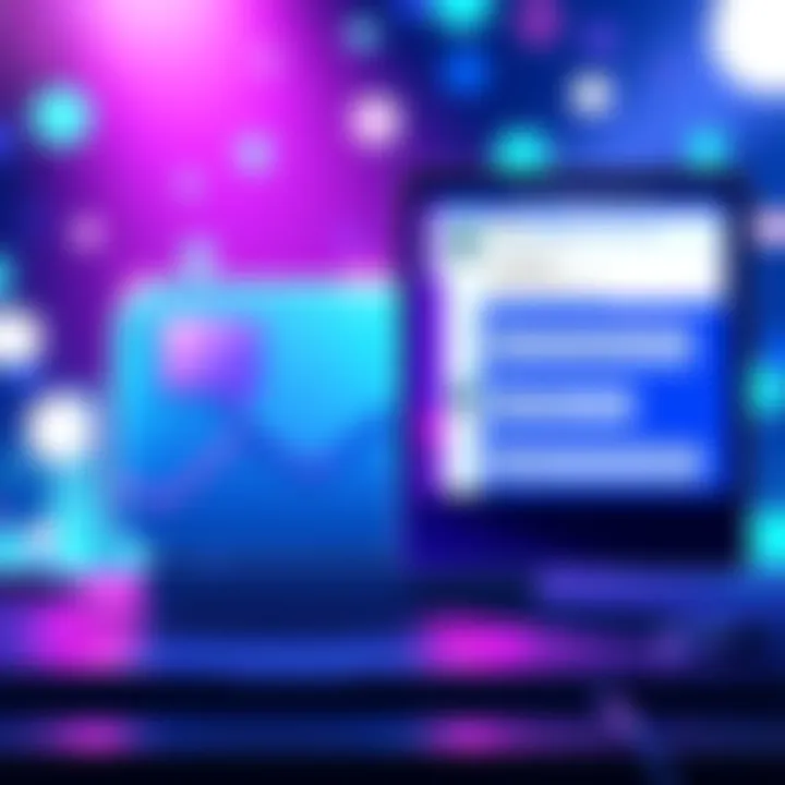 Email and Chat Integration A digital illustration showing an email client on one side and a chat application on the other, representing the discussion on merging email and chat features.