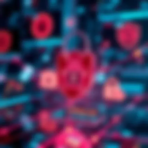 A digital representation of the Embedded Identity SDK showcasing secure identity management in DeFi with symbols of security and finance.