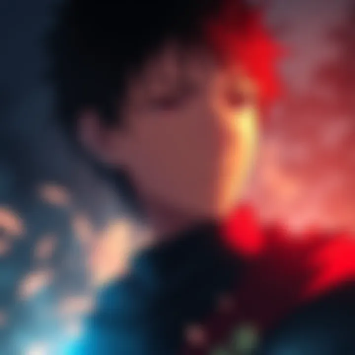 A character from The Eminence in Shadow with a serious expression, gazing into the distance, showcasing the anime's unique art style