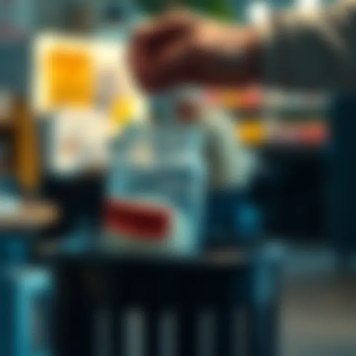 A person pouring the contents of an expired jar into a trash bin