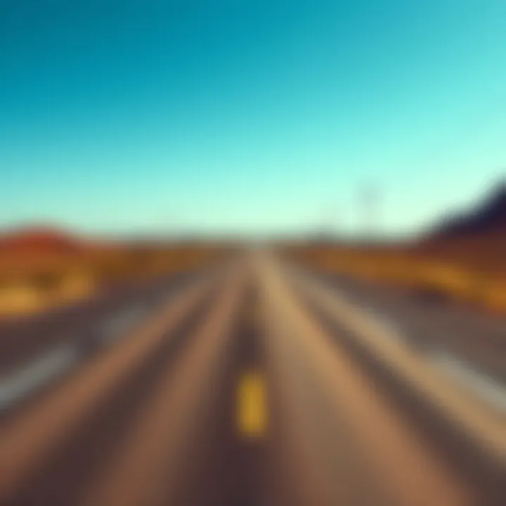 A long, empty road stretches ahead under a clear blue sky, symbolizing the search for diamonds with no success.
