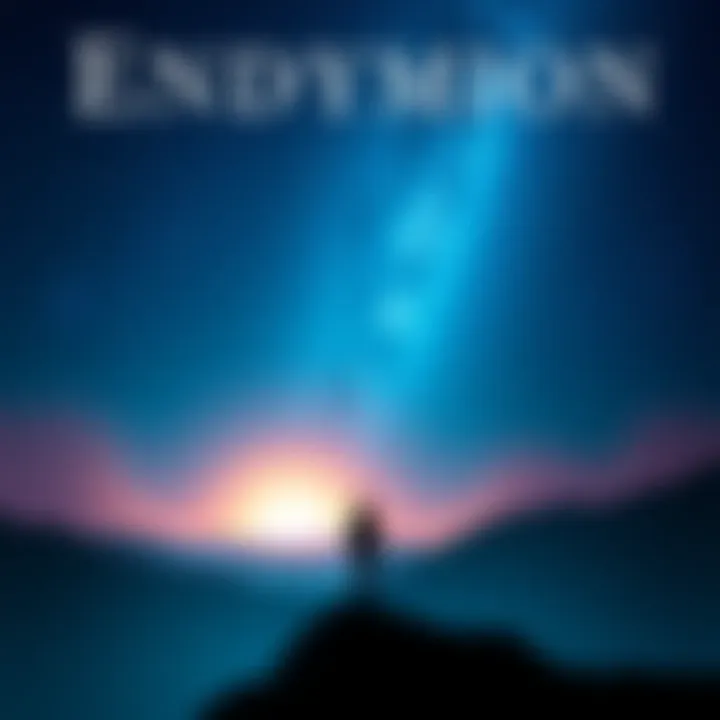 Book Cover of Endymion Cover of Endymion featuring a starry sky and a silhouette of a figure looking toward a bright horizon, symbolizing themes of love and exploration.