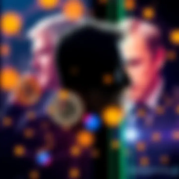 A graphic showing Jeffrey Epstein's silhouette with Bitcoin symbols and Vitalik Buterin's image in the background, representing connections between Epstein and crypto.