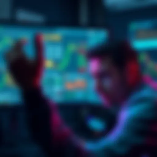 A frustrated person looking at a computer screen with financial charts and error messages, representing issues in transferring equities to Kraken.
