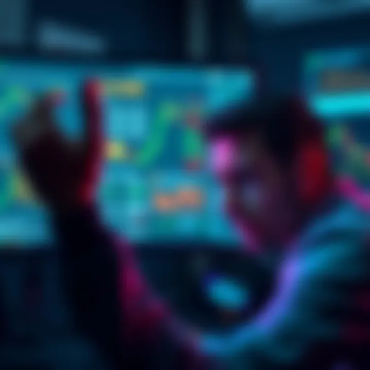 A frustrated person looking at a computer screen with financial charts and error messages, representing issues in transferring equities to Kraken.
