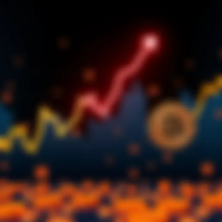 A graphic depicting a stock chart with an upward trend and Bitcoin symbols, representing Eric Trump's company and its 1:15 reverse stock split to avoid Nasdaq delisting.
