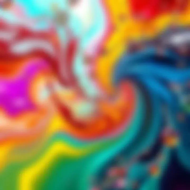 A colorful representation of essence swirling between seasons, showcasing the idea of continuity and transfer in a vibrant and engaging way.