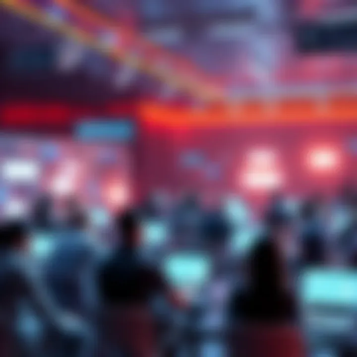 A vibrant online forum scene with people sharing ideas about Ethereum, featuring chat boxes and engagement symbols.