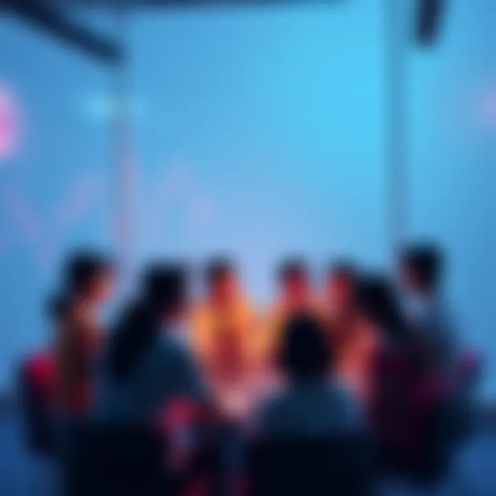 A group of people engaging in a discussion about Ethereum, sharing ideas and thoughts in a lively atmosphere.