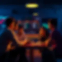 A group of people discussing Ethereum trading strategies and DeFi insights in a casual setting.