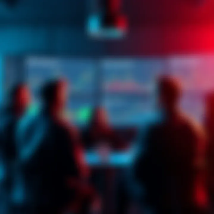 People engaging in a discussion about Ethereum, showing charts and news on a digital screen.