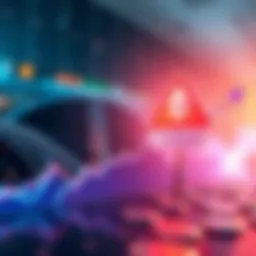 An upward graph depicting Ethereum's price increase alongside a warning sign for exchange inflows