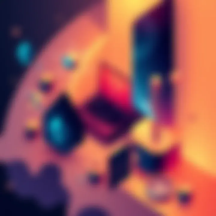Illustration depicting account abstraction in Ethereum with abstract forms and digital symbols representing decentralized finance.