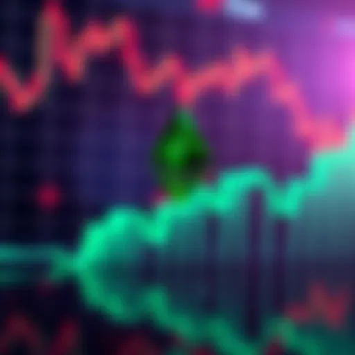 A digital representation of Ethereum Classic's logo with a financial graph in the background showing upward trends.