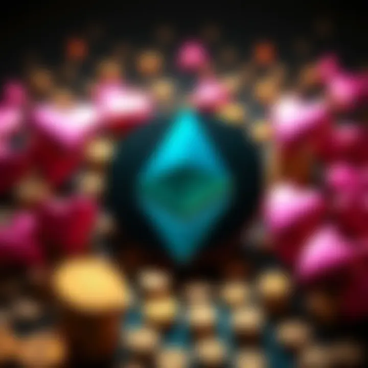 Ethereum logo surrounded by donation icons like hearts and coins, representing trust and support for charitable donations