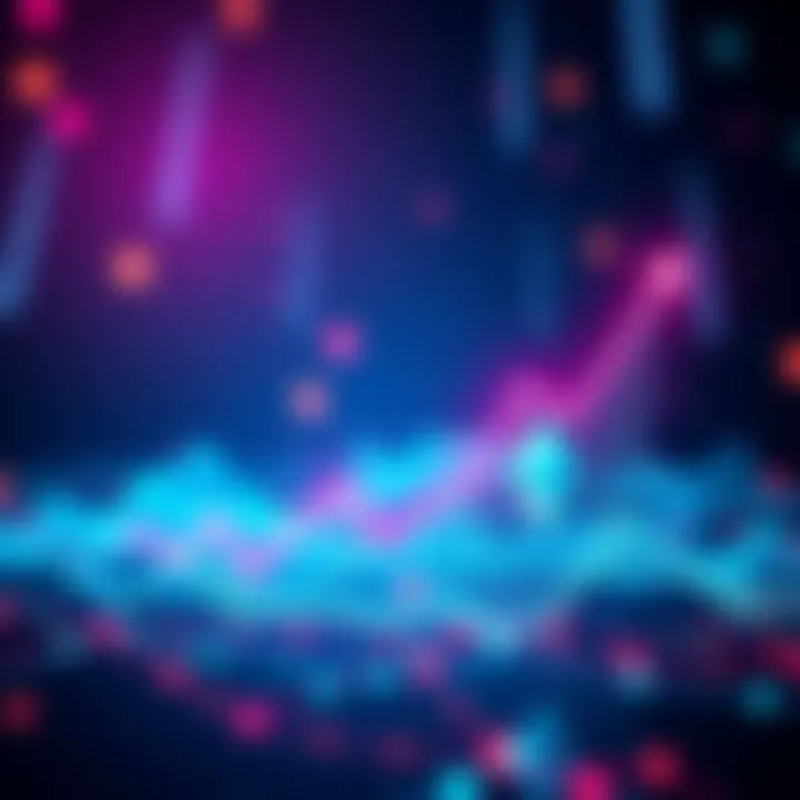 A digital representation of Ethereum's gas limit increase, showing upward trends and network activity with vibrant colors.