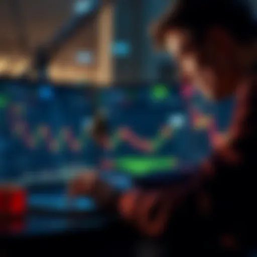 A person looking at cryptocurrency charts on a laptop, considering investing in Ethereum.