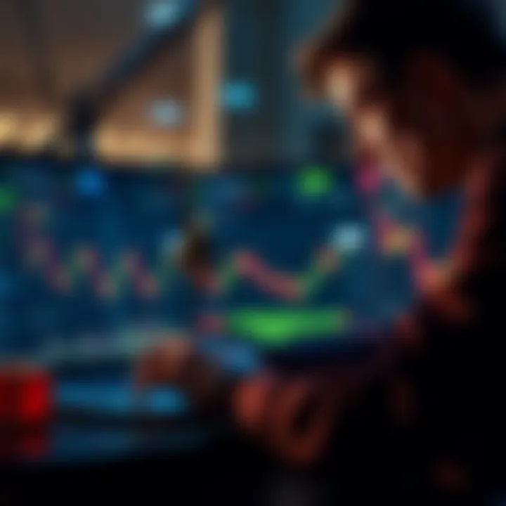 A person looking at cryptocurrency charts on a laptop, considering investing in Ethereum.