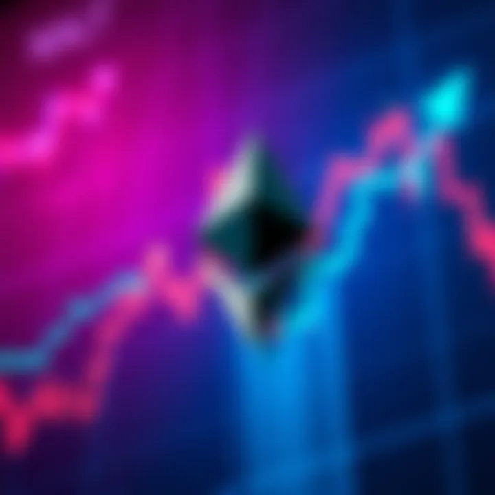 Ethereum logo overlaid on a chart showing upward trend