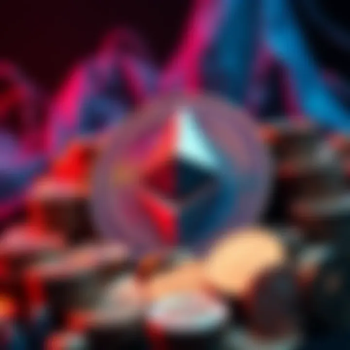 Ethereum Staking Concern Representation of Ethereum logo surrounded by staked coins, showing security threats from large providers