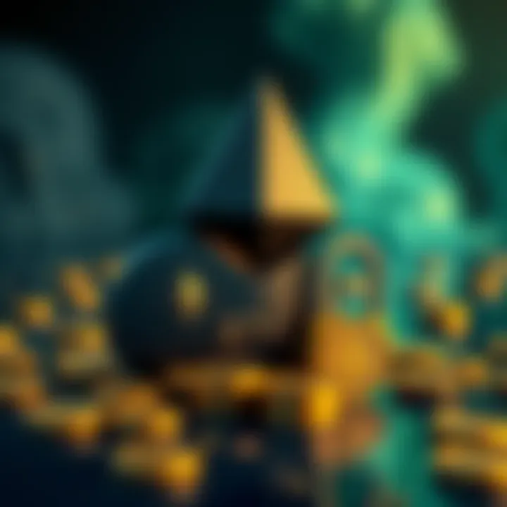 Illustration of Ethereum symbol with a broken lock and stolen coins