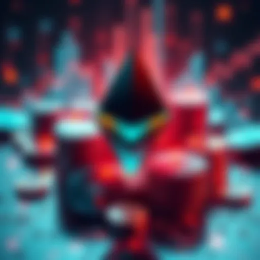 A digital representation of Ethereum as the future platform for tokenization, featuring vibrant graphics of tokens and financial themes.