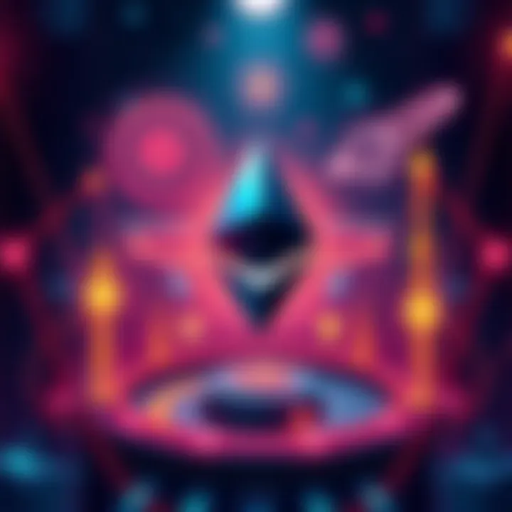 A digital representation of Ethereum's Glamsterdam upgrade, showcasing enhanced scalability and efficiency with symbols of speed and reduced fees.