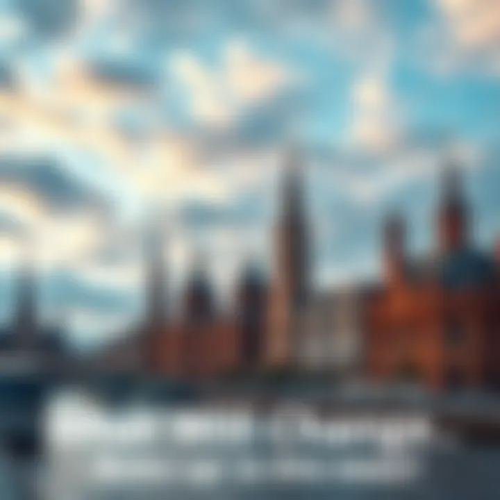 Famous European landmarks against a backdrop of shifting clouds and light, symbolizing change in perspectives across the continent.