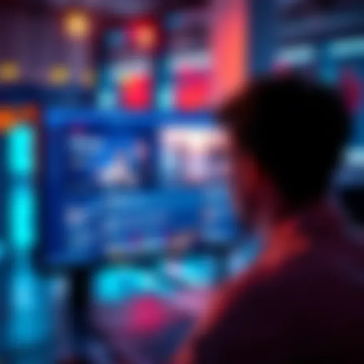 A person looking at a computer screen displaying a new events tab with notifications and updates