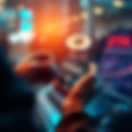 A person using a smartphone to exchange USDC for ETH on a digital platform