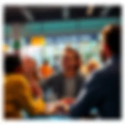 A person happily sharing an update with a group of friends, inviting them to join the discussion.