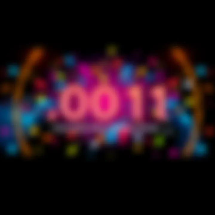 A vibrant graphic showing a countdown to the launch of .001 with colorful elements symbolizing change and excitement