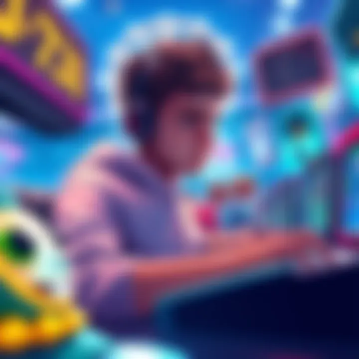 A vibrant illustration showcasing a gamer focused on mini games with countdown timer in the background, symbolizing urgency to collect badges.