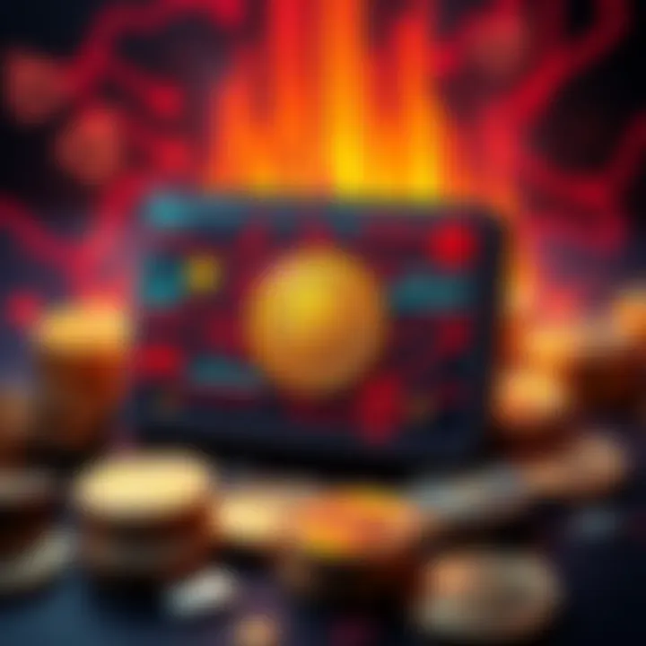 A visual representation of a digital wallet being hacked, showing alerts and a warning symbol with crypto coins around.