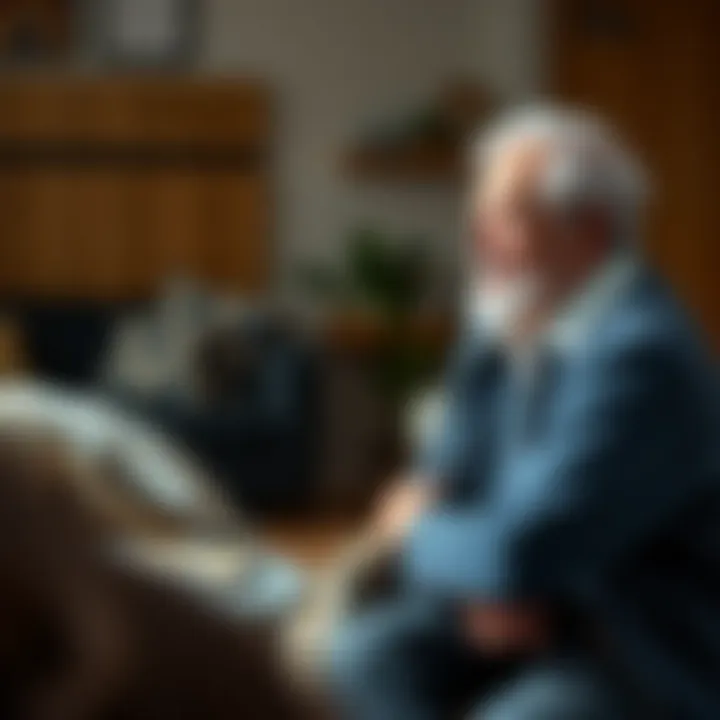 A seasoned individual sharing practical advice in a calm setting, symbolizing wisdom and guidance for everyday life challenges.