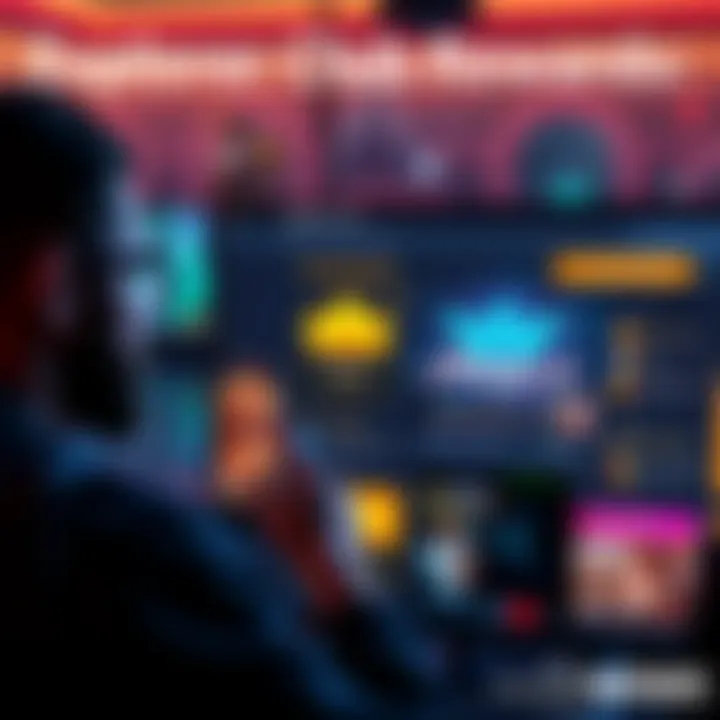 A player reviewing their Explorer Club rewards and benefits on a gaming interface, with visuals highlighting retroactive rewards and gameplay advantages.