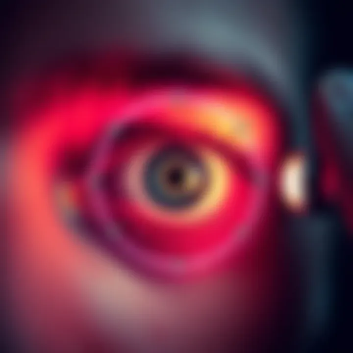 A close-up of a person's eye being scanned by a device, symbolizing identity verification against AI