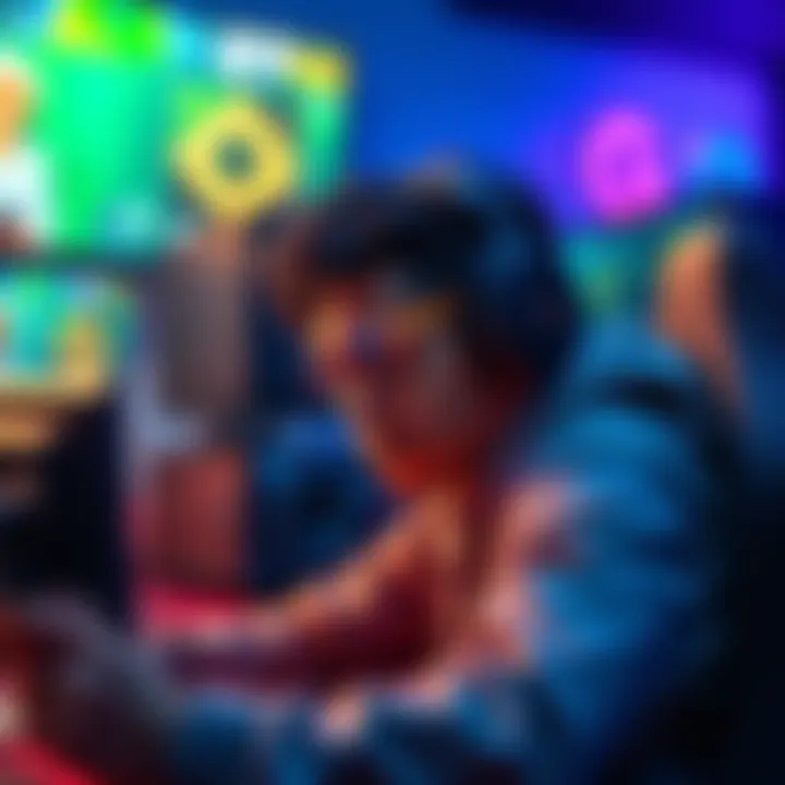 An active free-to-play gamer looking for teammates for gameplay challenges, with a gaming setup in the background.