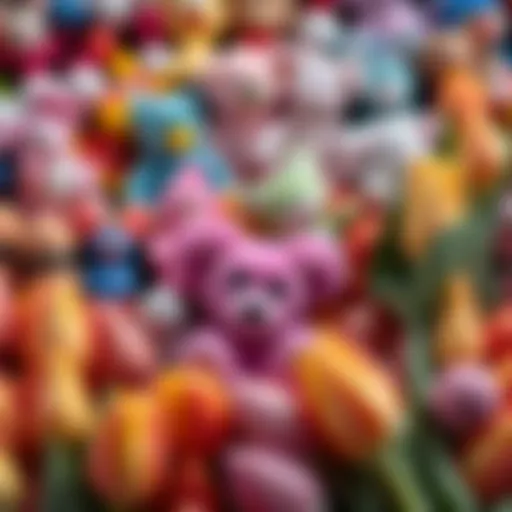 Colorful collection of Pogs, Beanie Babies, and tulip bulbs representing popular fads over time